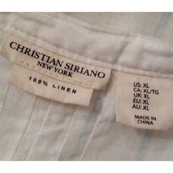 Christian Siriano 100% linen white with pastel stripes button top button… - Picture 4 of 4